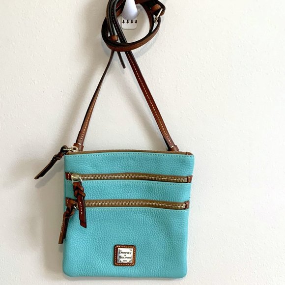Dooney and Bourke Crossbody Bag Turquoise Teal All Weather Leather Small Mini - Picture 4 of 5